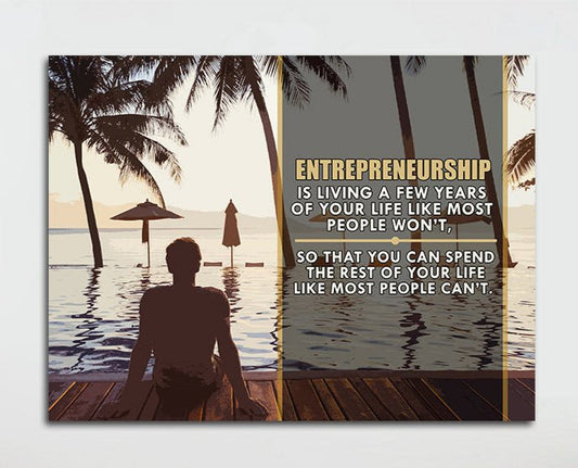 Entrepreneurship Is Living Your Life For A Few Years Like Most People Won't Framed Canvas Wall Art