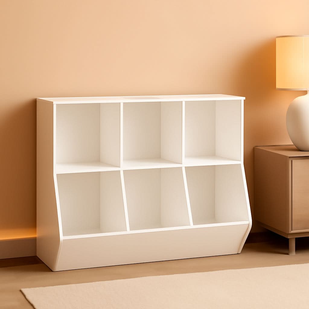 White 35.4 Inch Kids Bookshelf With Open Compartments