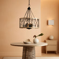 D19 Inch Rustic 4 Light Chandelier Black And White Oak