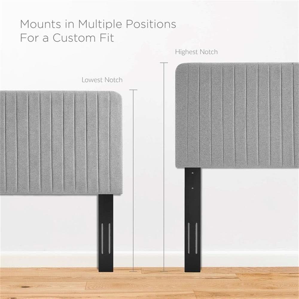 Channel Tufted Light Gray King Headboard With Foam Padding