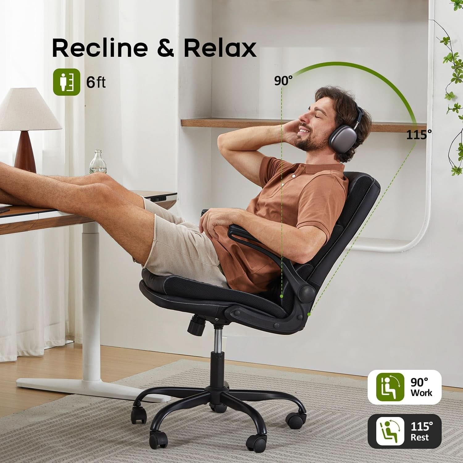 White Ergonomic Office Chair With Adjustable Back Support