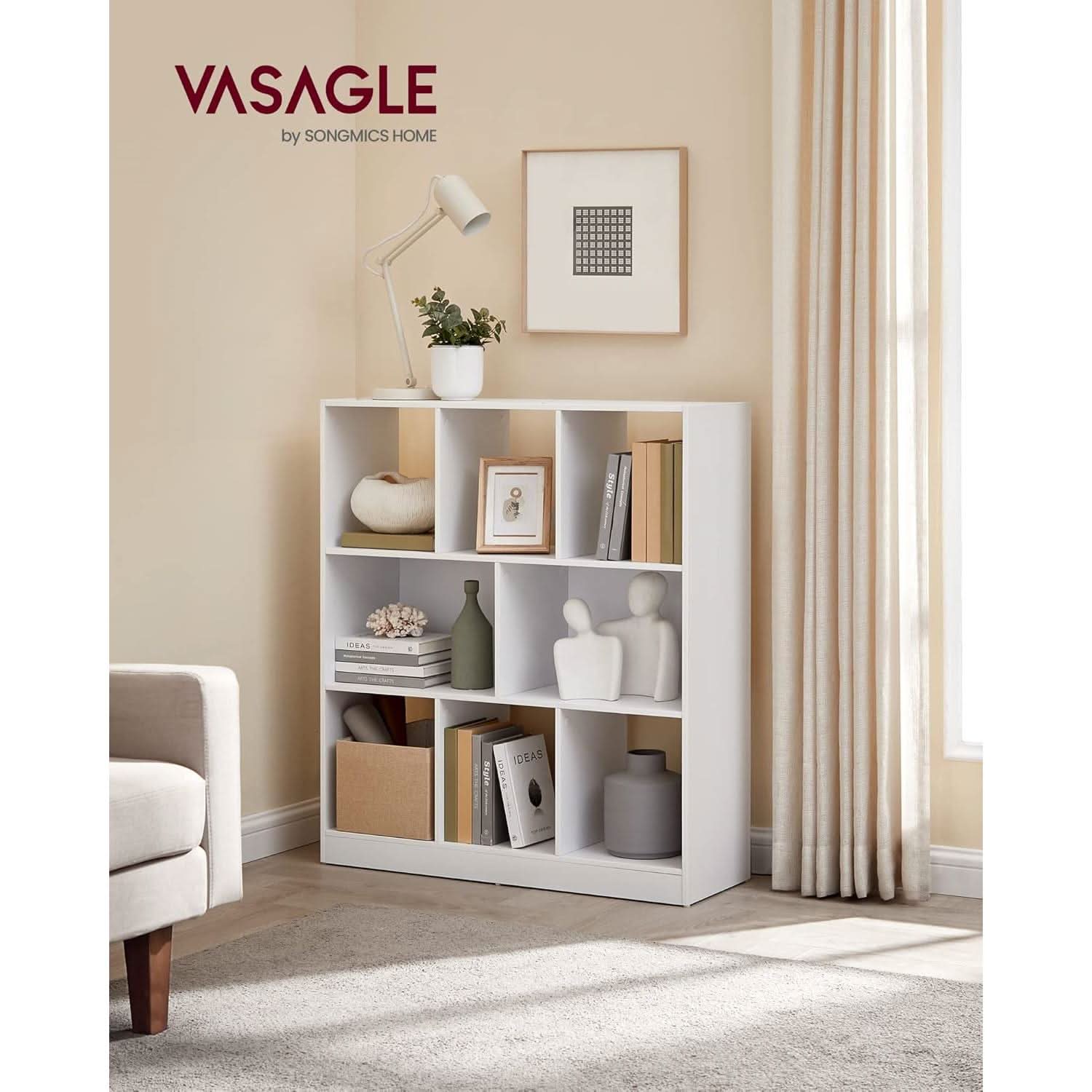 White Bookcase With 8 Open Compartments Freestanding Storage Shelf 11x35.4x39.4