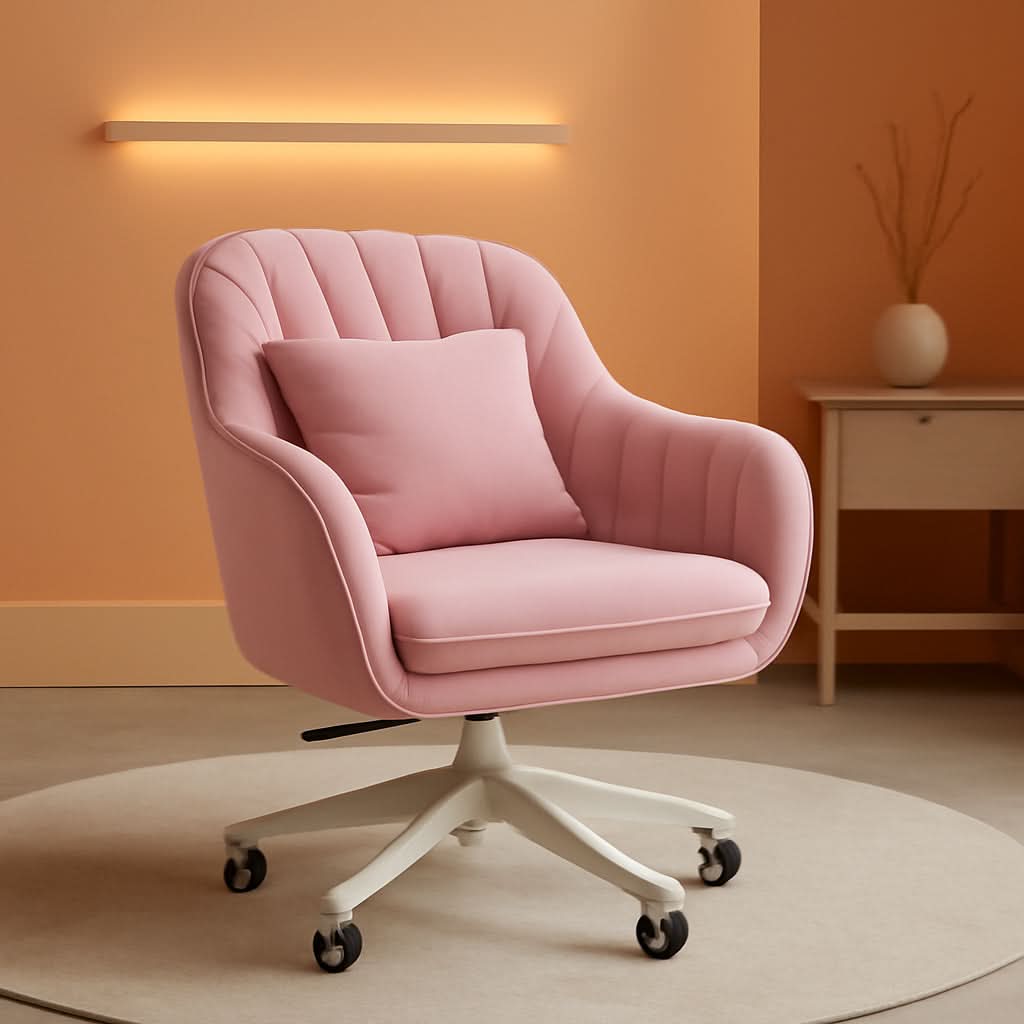 Velvet Home Office Chair With Tufted Mid Back And Height Adjustment