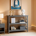 Gray Three Tier Console Table With Storage Shelves
