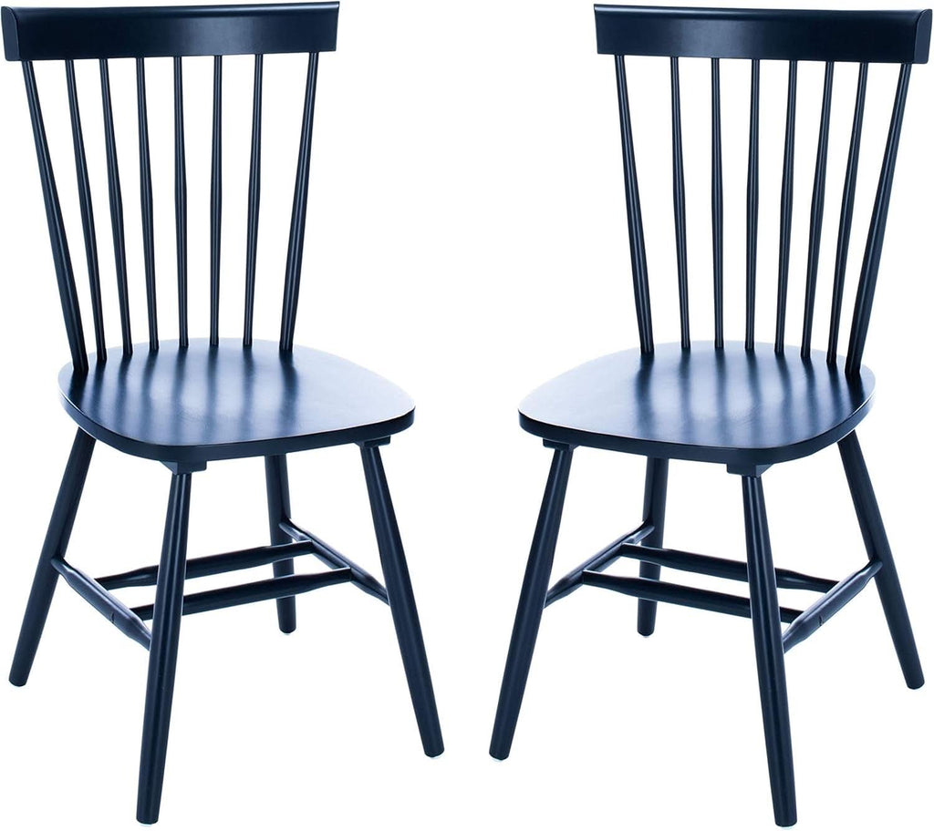Navy Blue Windsor Spindle Solid Wood Dining Chair Set Of 2
