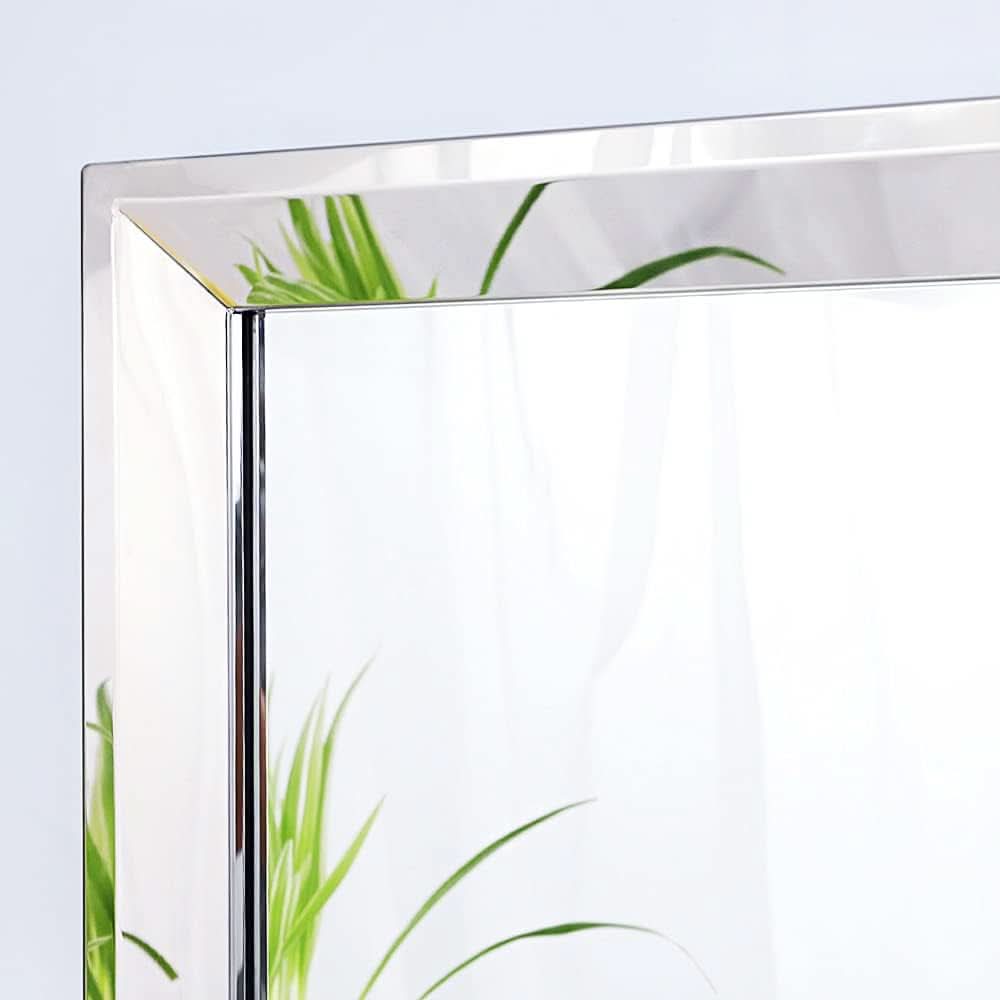 22 Inch By 47 Inch Large Wall Mirror With Angled Beveled Edge And Stainless Steel Frame
