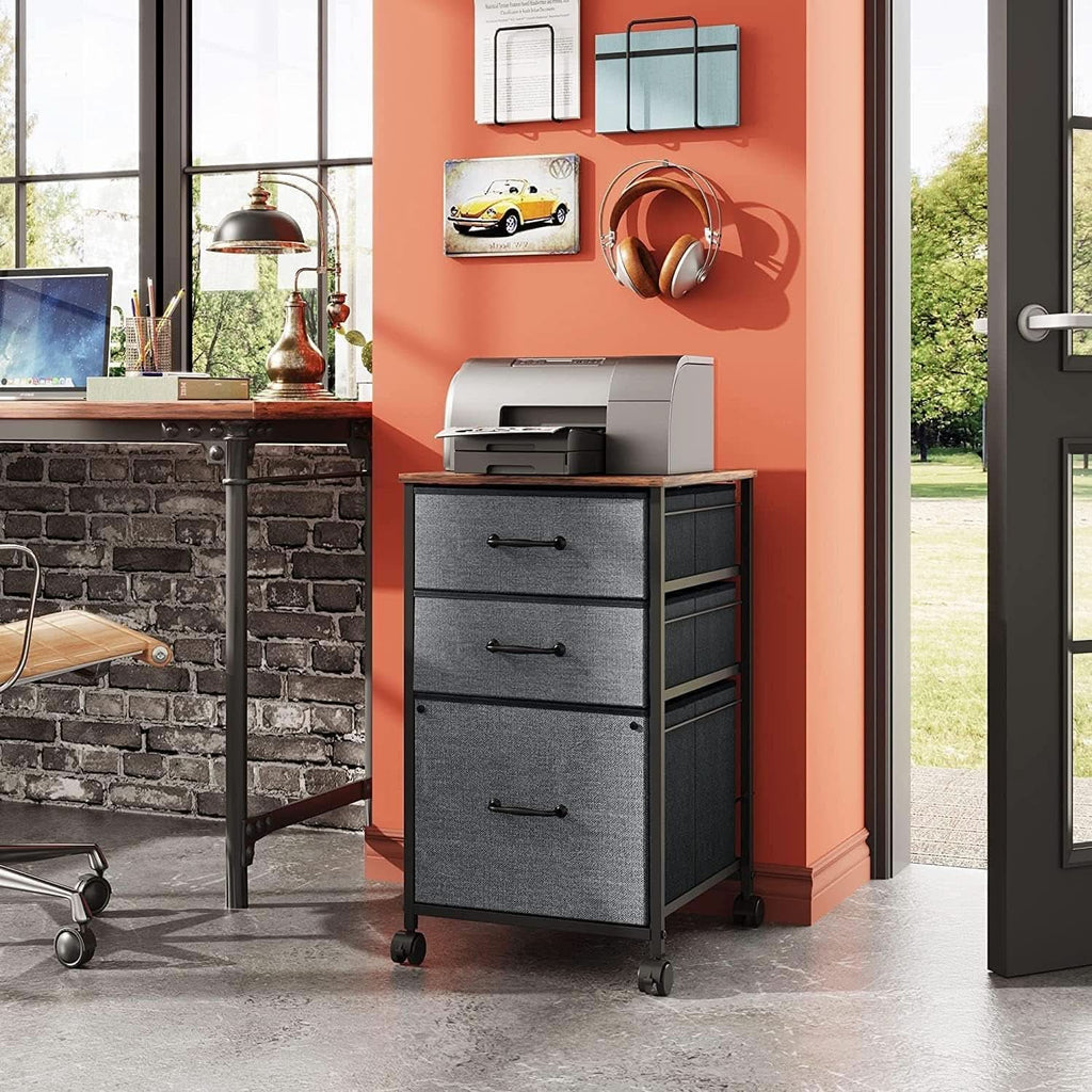 Mobile File Cabinet Rolling Printer Stand With 3 Drawers