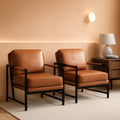Luxurious PU Leather Armchair Set Ultrasoft Chestnut