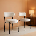 White Boucle Dining Chairs Set Of 2 For Dining Room