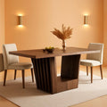 63 Inch Brown Farmhouse Wood Dining Table Heavy Duty Base