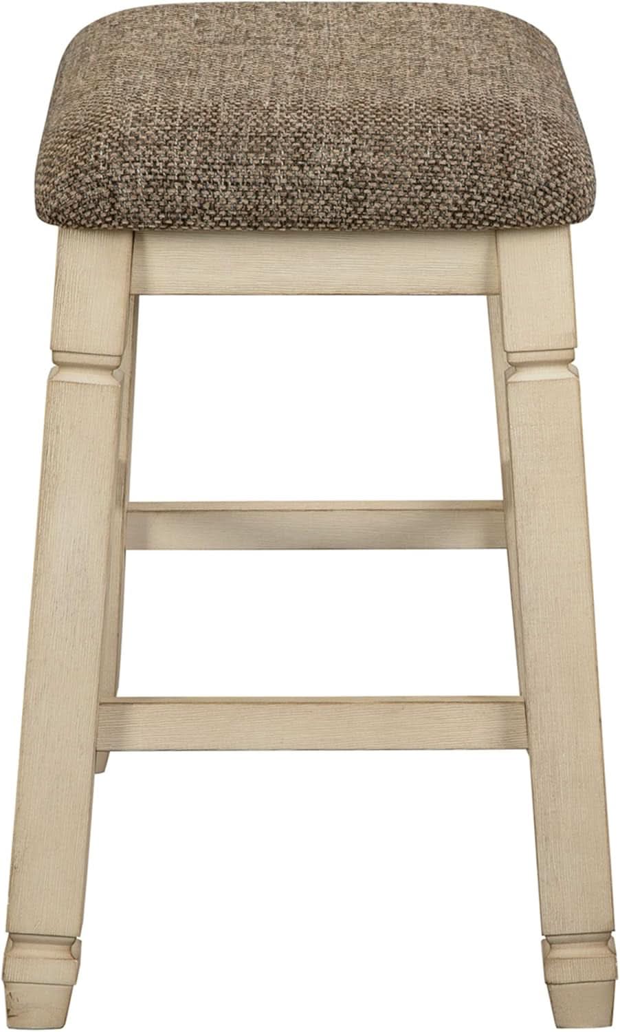 24 Inch Counter Height Upholstered Bar Stool Set Whitewash