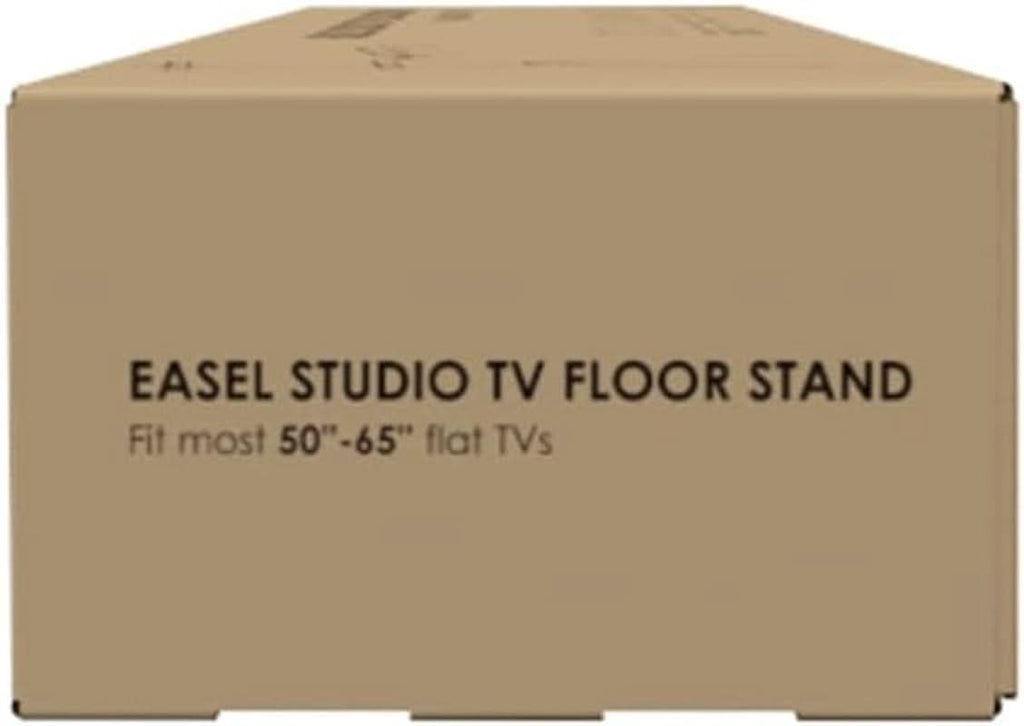Wood Easel TV Stand For 45 To 65 Inch TVs Walnut Floor