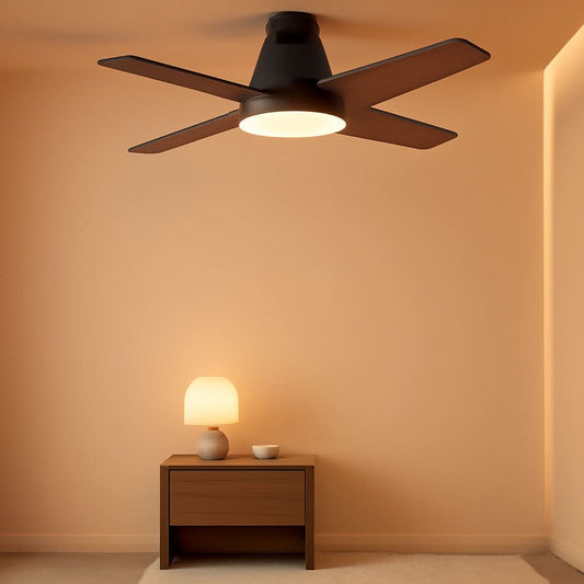 Ceiling Fan With Lights 44 Inch Black Quiet DC Motor