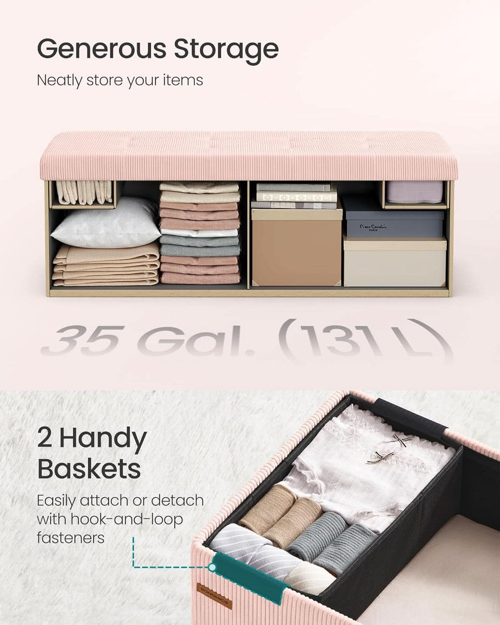 Jelly Pink Foldaway Underbed Storage Ottoman Bench
