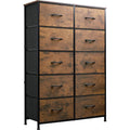 Tall Rustic Brown Dresser With 10 Deep Drawers For Bedroom