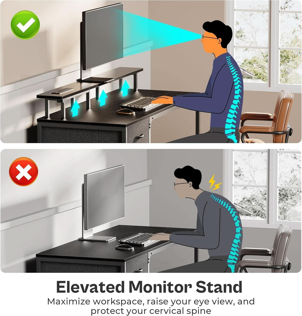 47 Inch Gaming Desk With LED Lights For Home Office