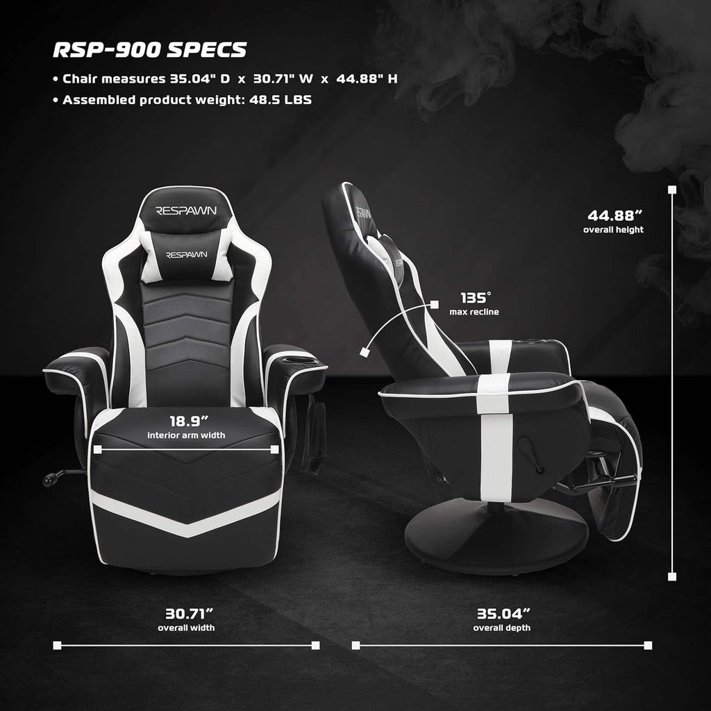 White Gaming Recliner Cupholder And Adjustable Footrest