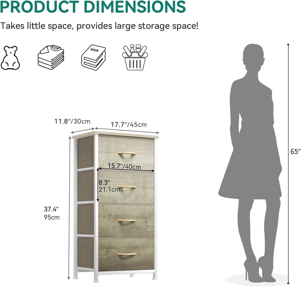 Dresser With 4 Drawers Fabric Storage Tower Organizer