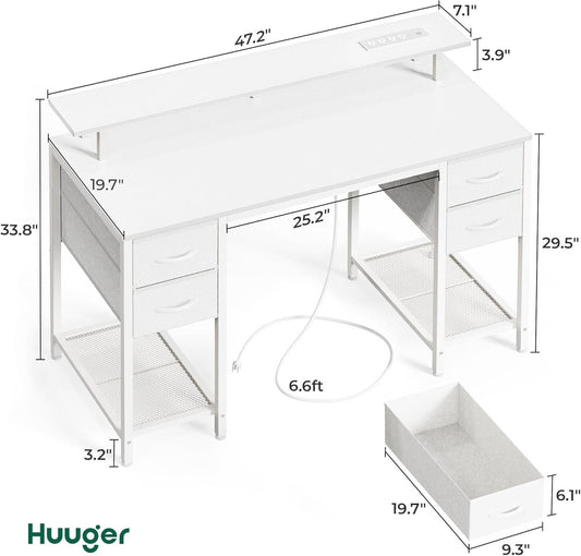 47 Inch Gaming Desk With LED Lights For Home Office
