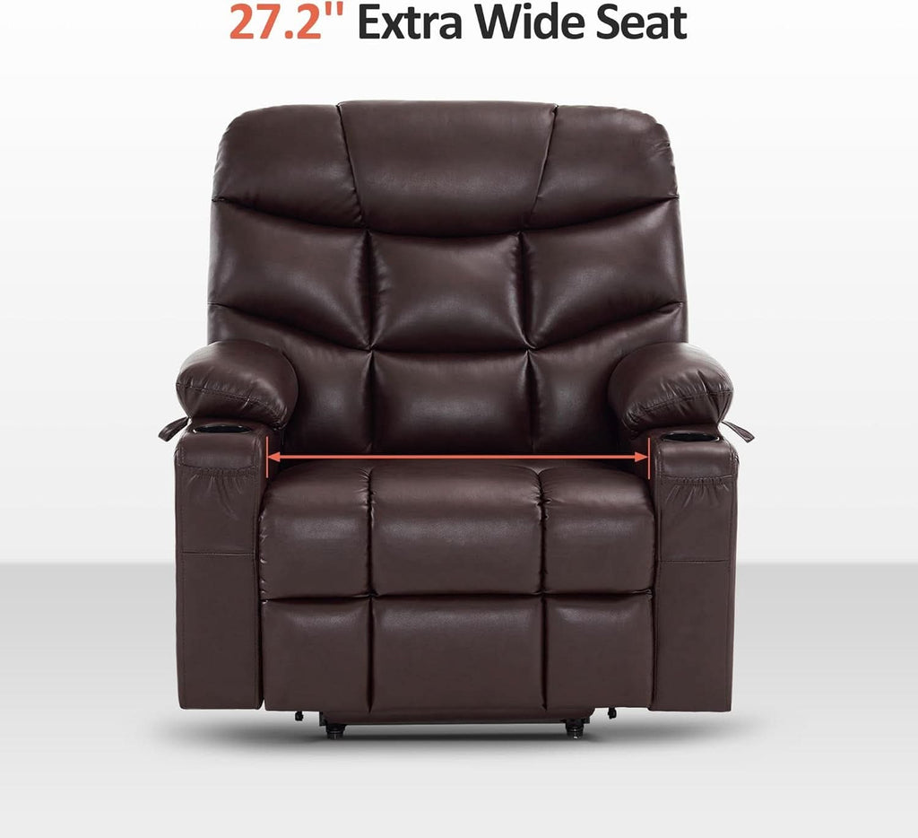 Power Lift Recliner Dark Brown Extended Footrest Chair