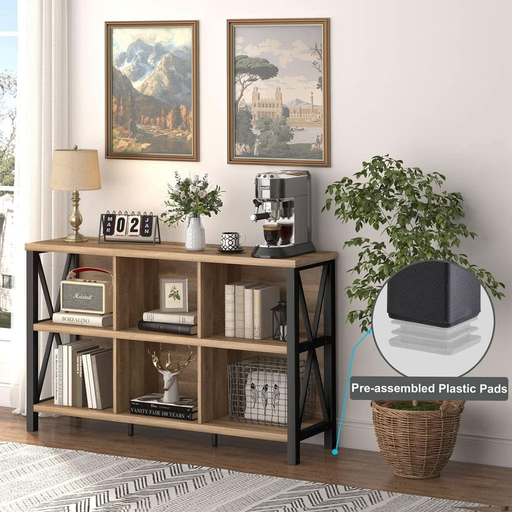 6 Cube Storage Organizer With Shelf Rustic Oak Bookcase