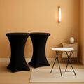 32-Inch Round Folding High Top Cocktail Tables with Black Spandex Covers, Set of 2