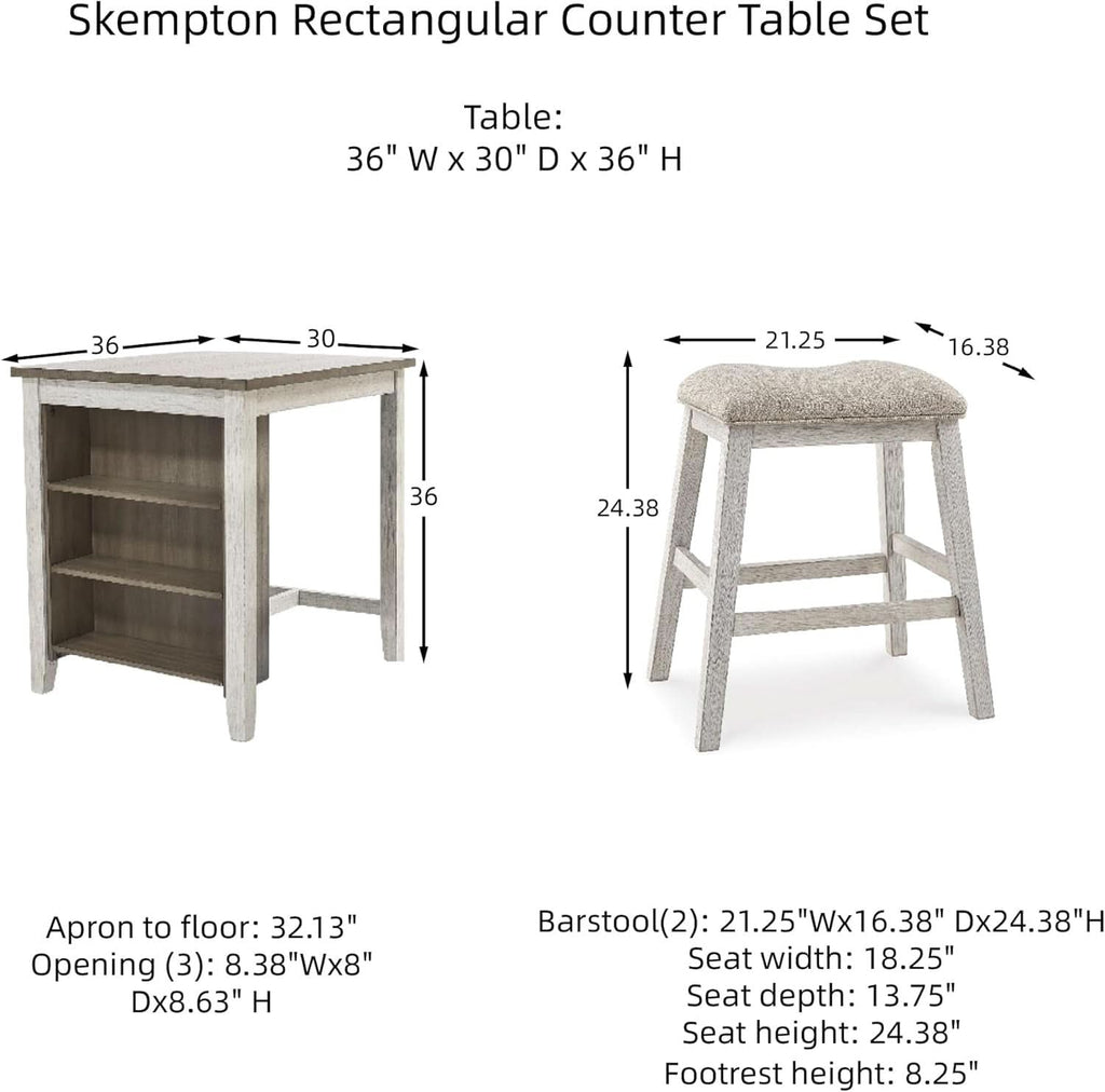 Whitewash Counter Height Dining Set With Barstools