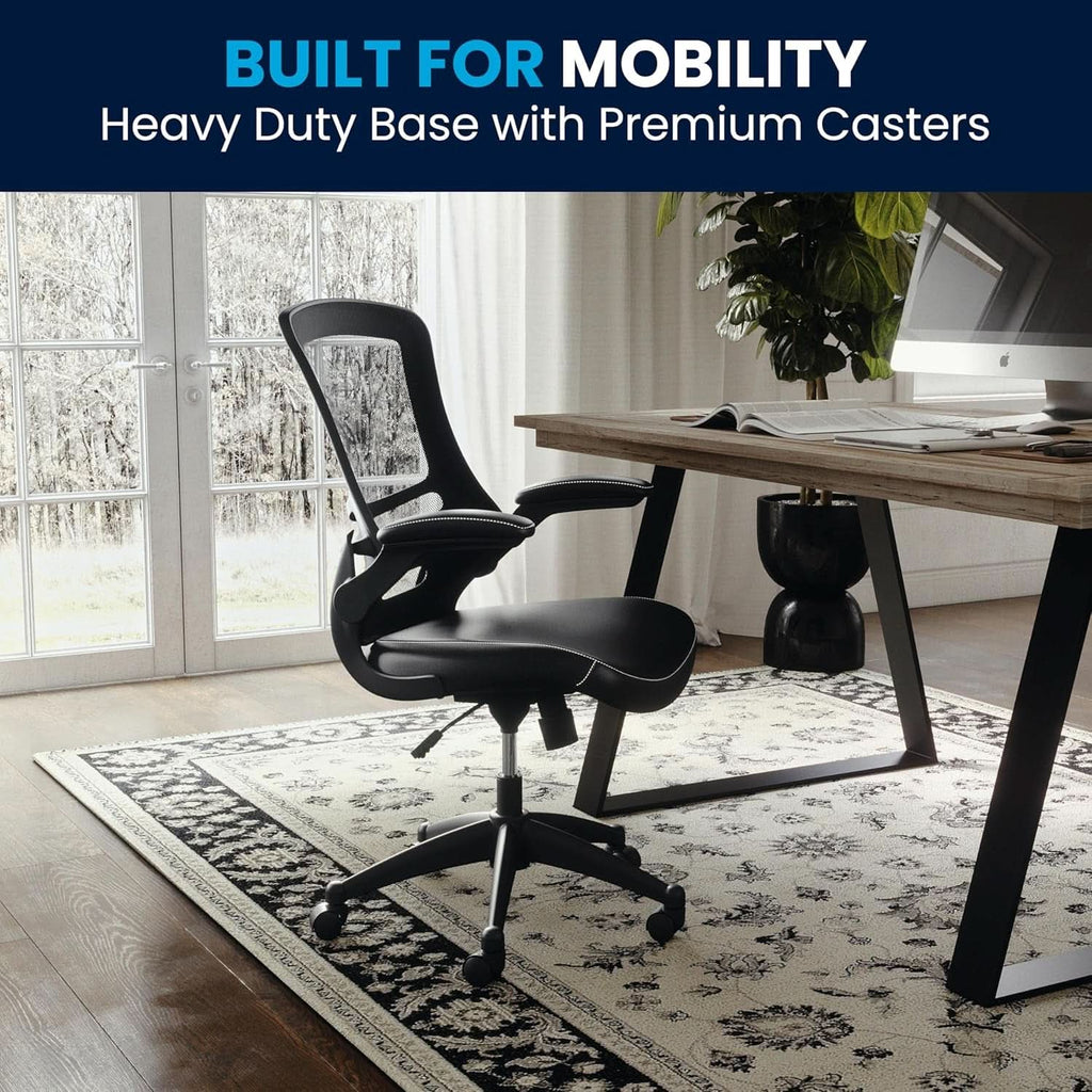 Kelista Mid-Back Ergonomic Office Chair With Adjustable Height, Black