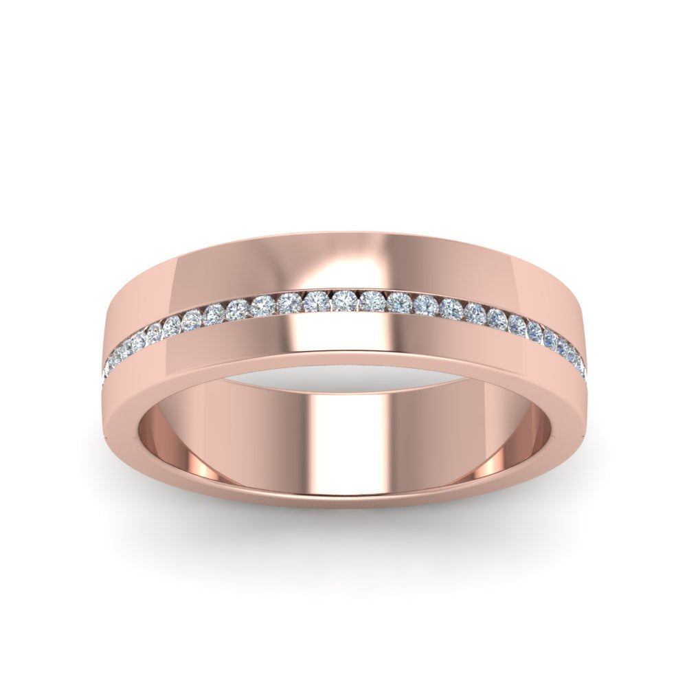 Flat Channel Set Diamond Mens Band