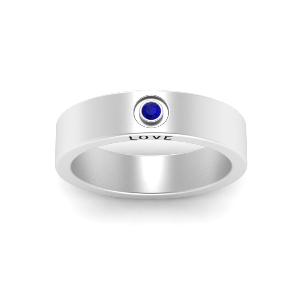 Flat Single Stone Mens Band Engraved