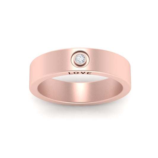 Flat Single Stone Mens Band Engraved