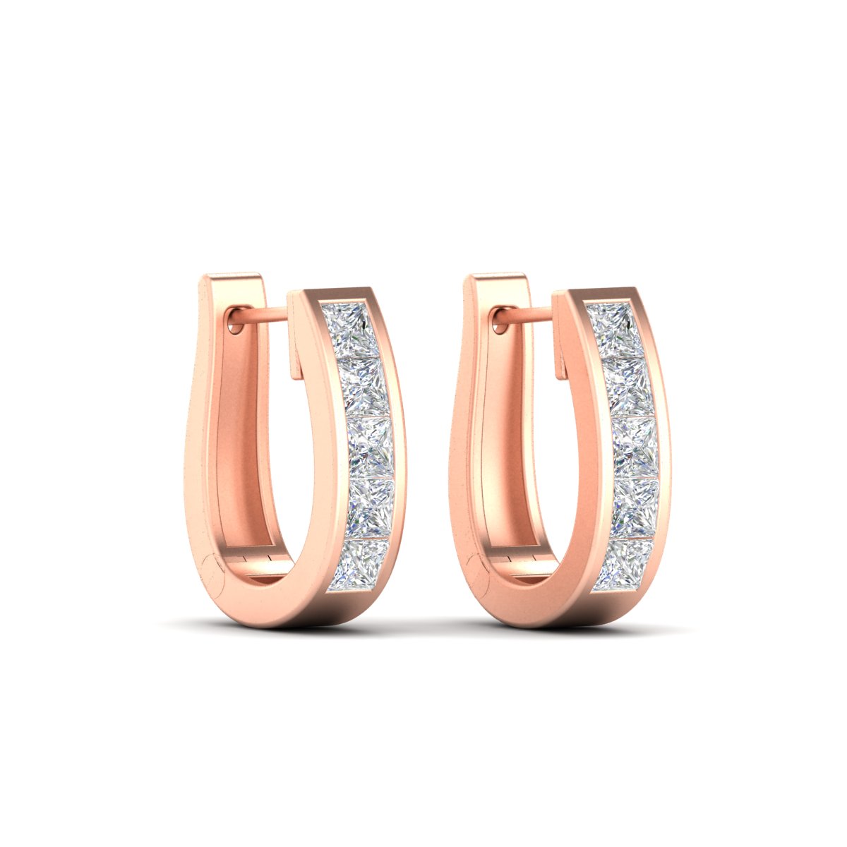 Channel Set Huggie Hoop Earring