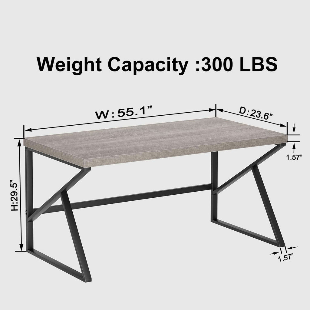 Gray Industrial Computer Desk for Home Office and Gaming