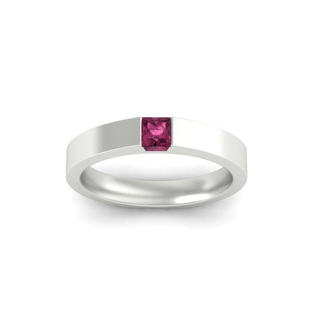 Half Bezel Solitaire Mens Engagement Ring