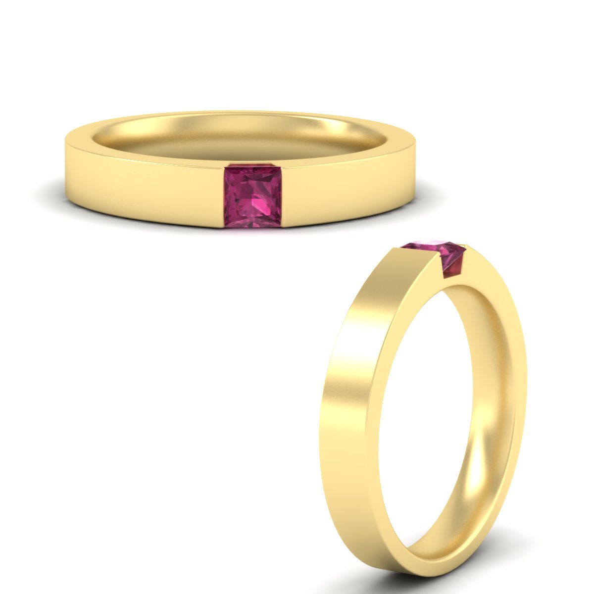Half Bezel Solitaire Mens Engagement Ring