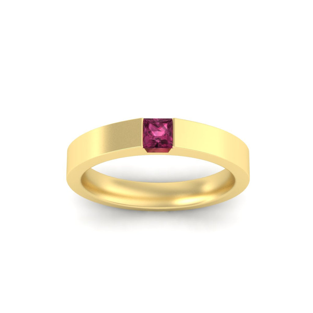 Half Bezel Solitaire Mens Engagement Ring