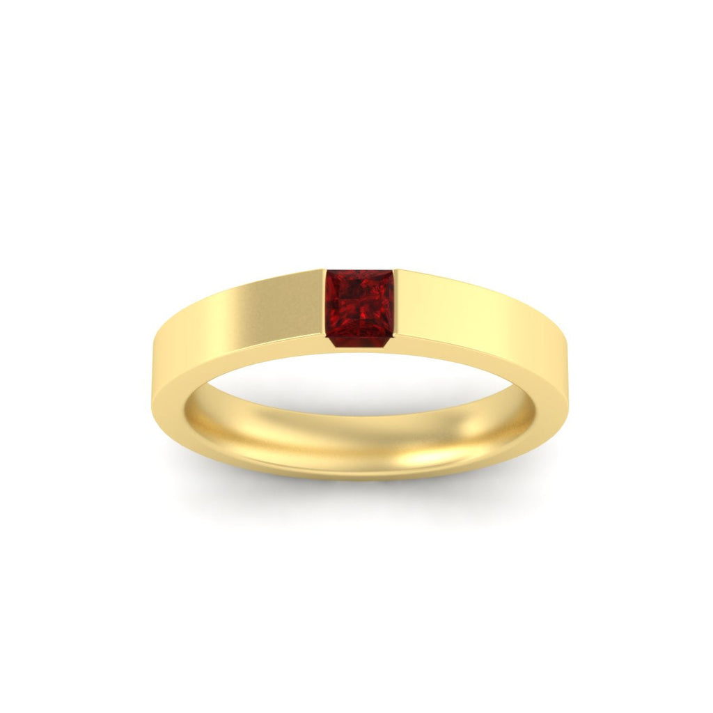 Half Bezel Solitaire Mens Engagement Ring