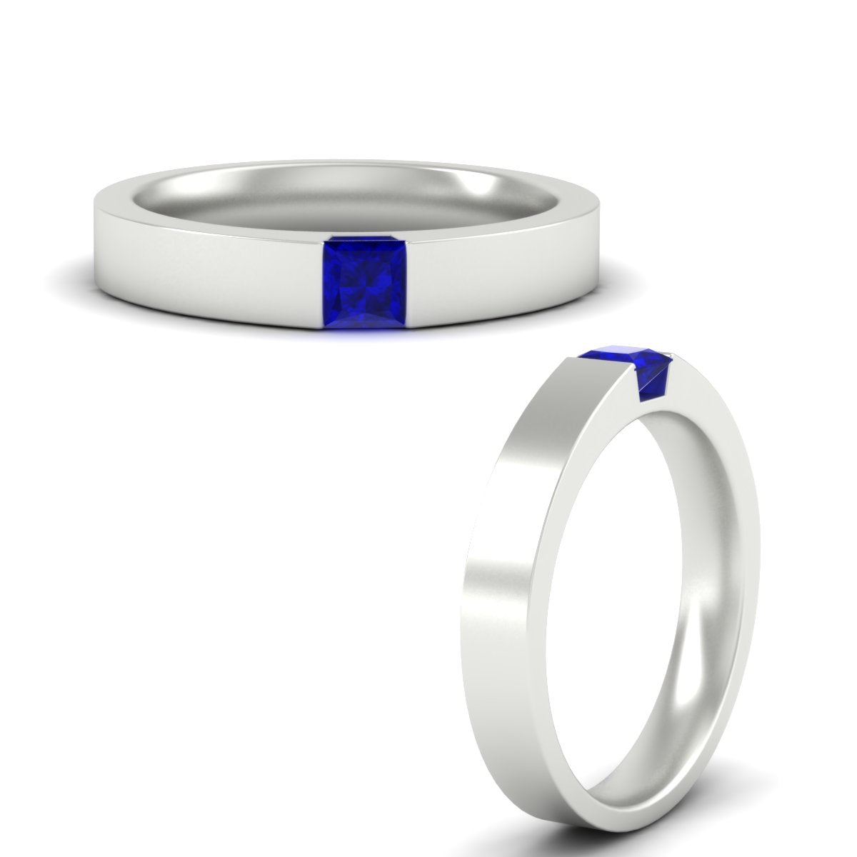Half Bezel Solitaire Mens Engagement Ring