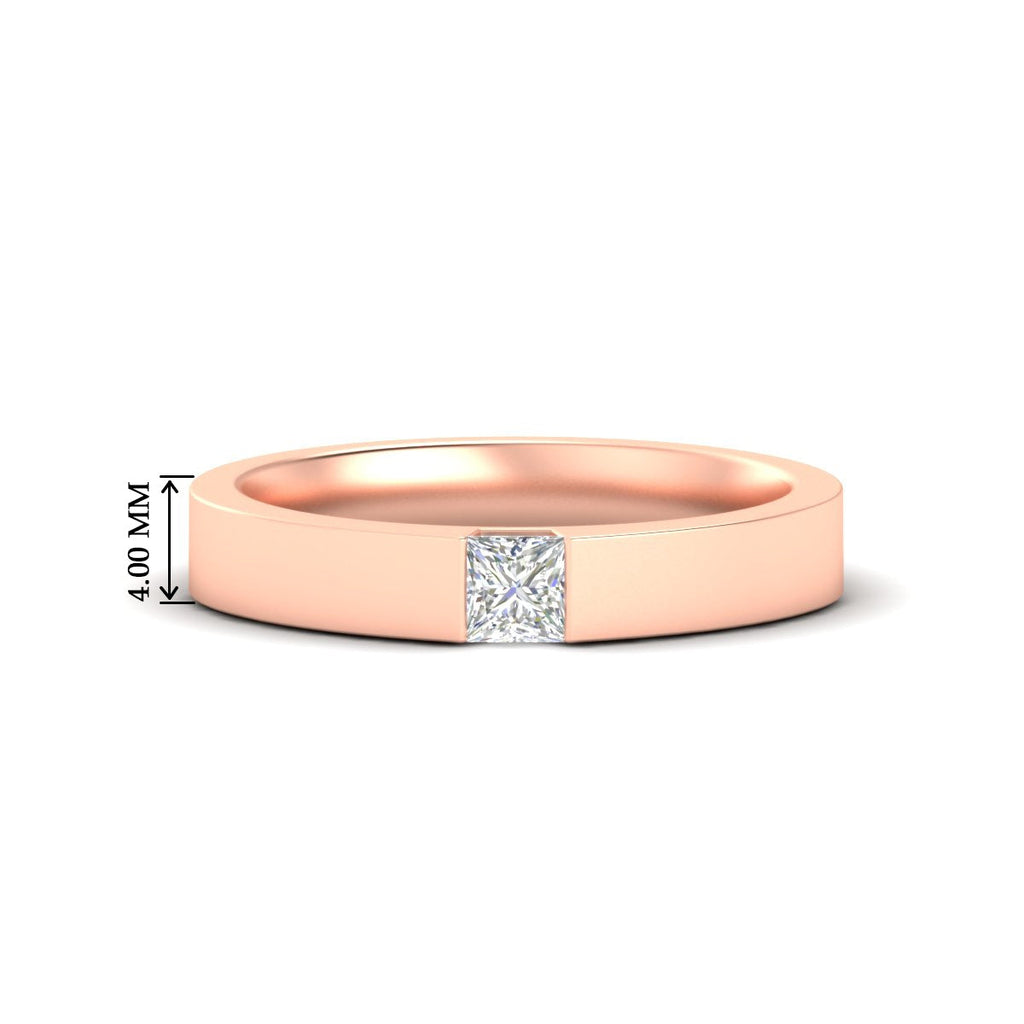 Half Bezel Solitaire Mens Engagement Ring