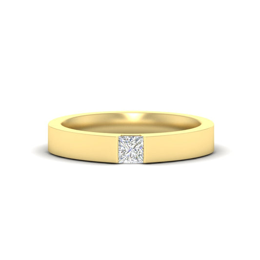 Half Bezel Solitaire Mens Engagement Ring