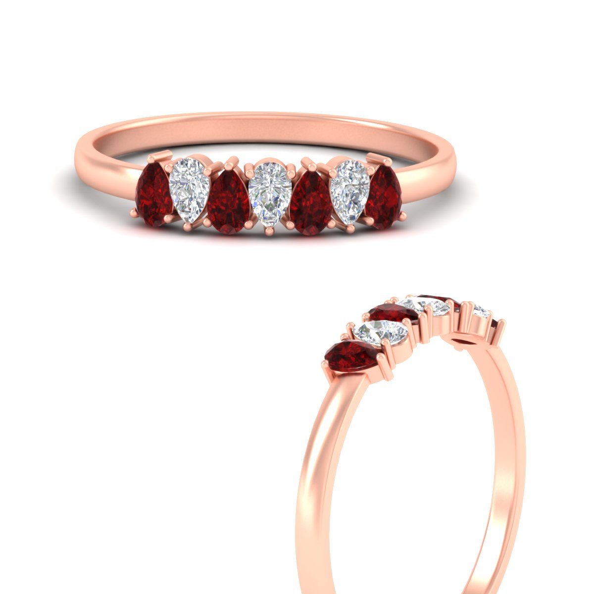 Half Carat 7 Stone Wedding Band Diamond Teardrop