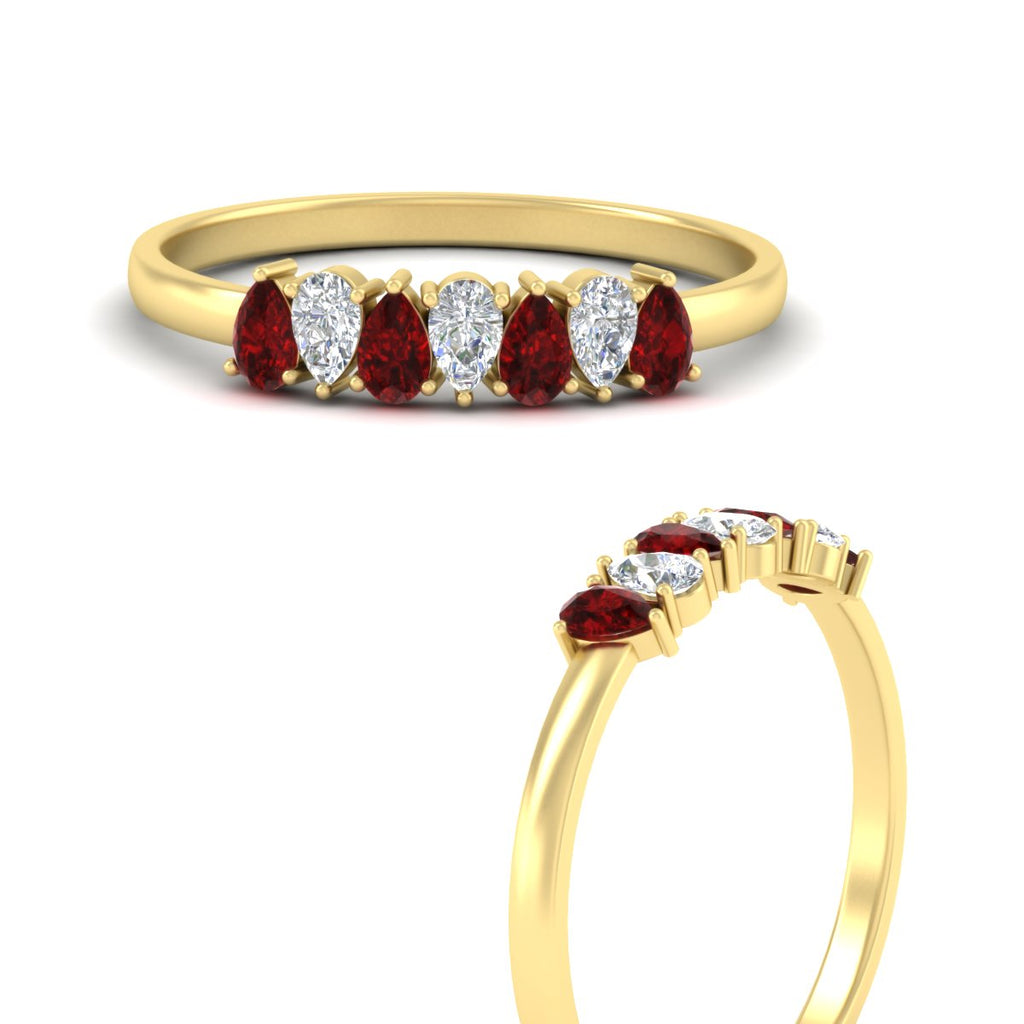 Half Carat 7 Stone Wedding Band Diamond Teardrop