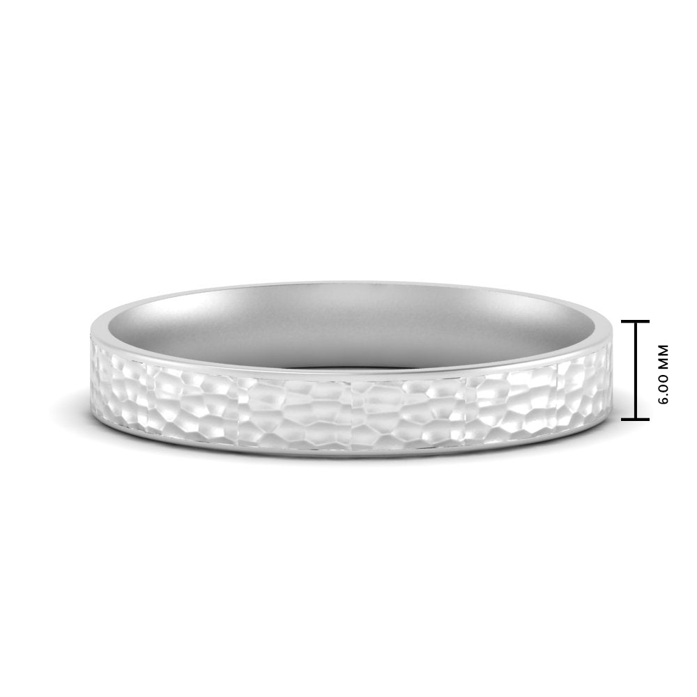 5 MM Hammered Finish Mens Wedding Band