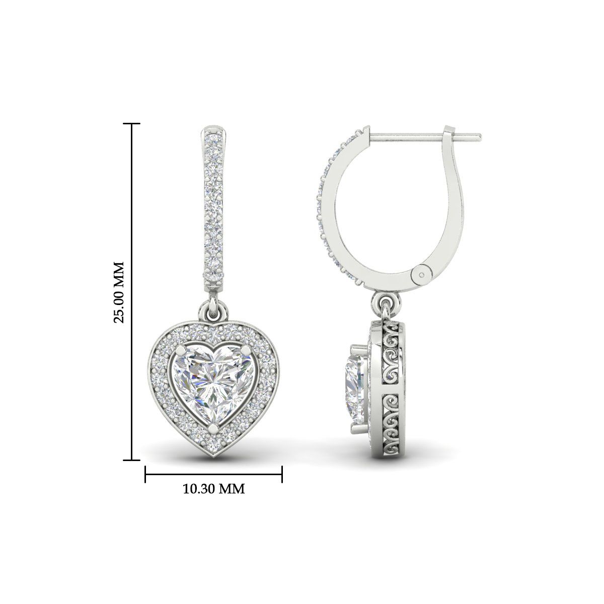 Heart Halo Drop Dangle Earring