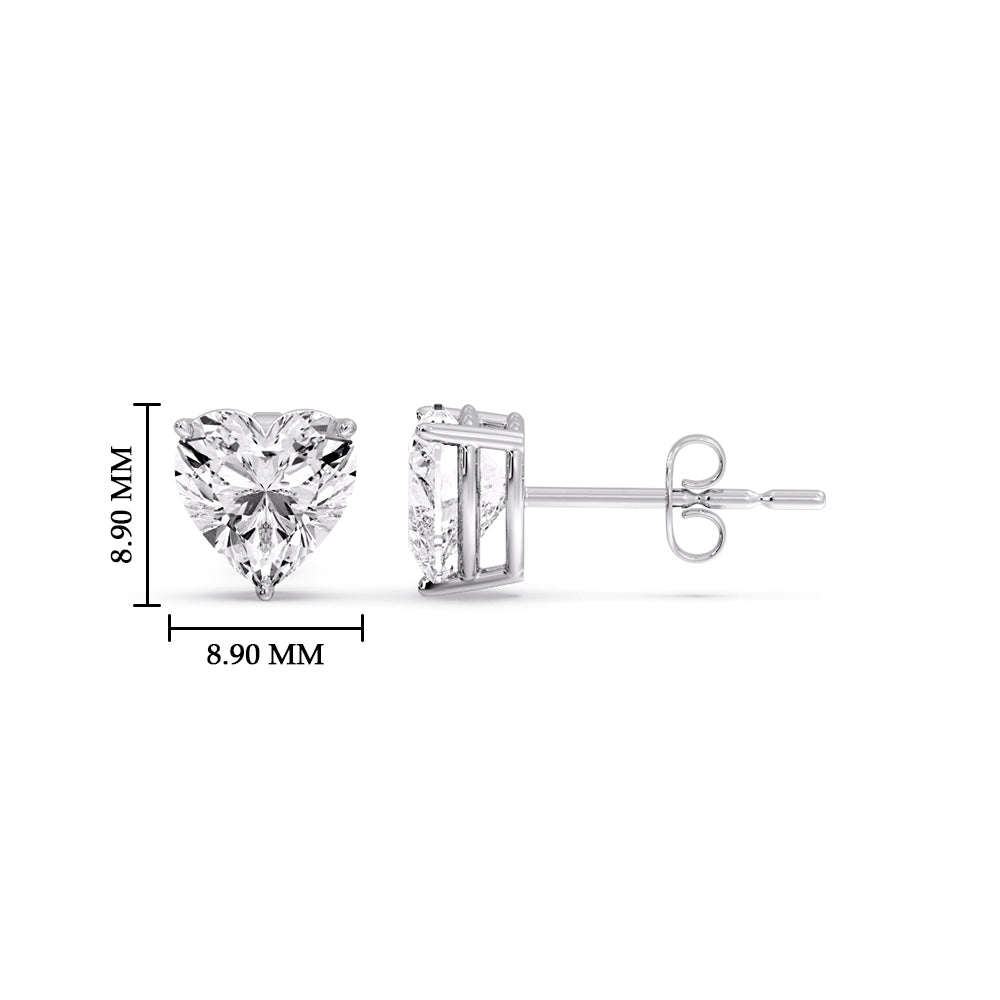 Heart Shaped 3 Prong Basket Stud Earring