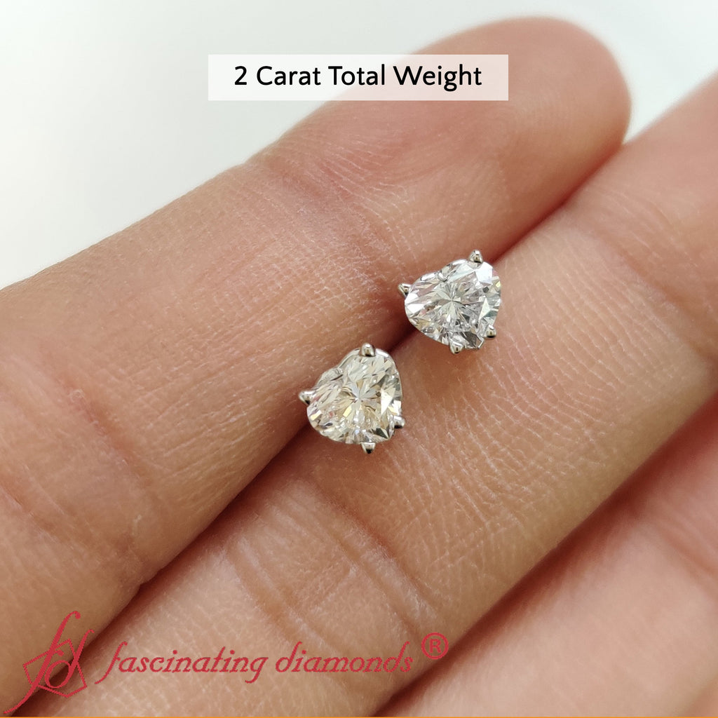 Heart Shaped 3 Prong Basket Stud Earring