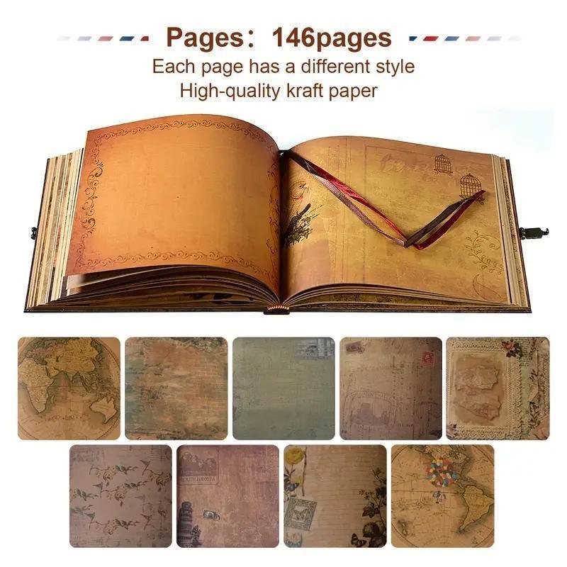 Our Adventure Book: Scrapbook Photo Album, Vintage Travel Theme, Keepsake Diary, Image Memory Journal