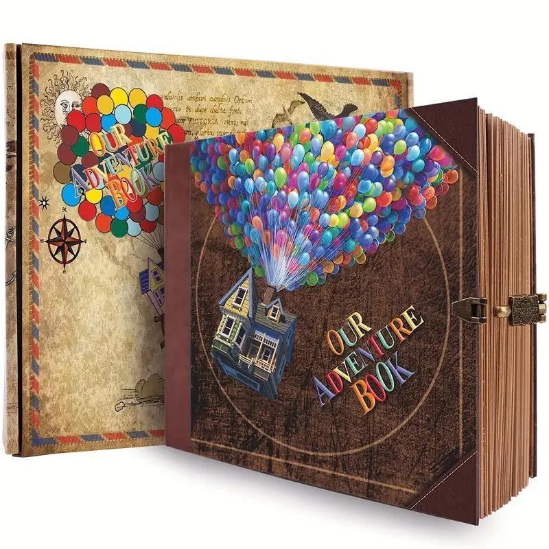 Our Adventure Book: Scrapbook Photo Album, Vintage Travel Theme, Keepsake Diary, Image Memory Journal