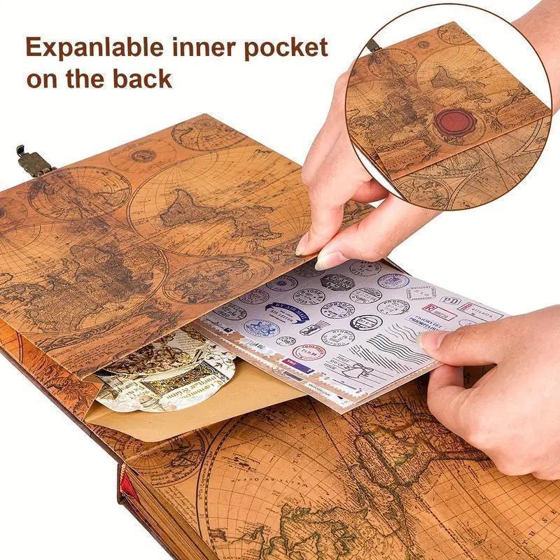 Our Adventure Book: Scrapbook Photo Album, Vintage Travel Theme, Keepsake Diary, Image Memory Journal