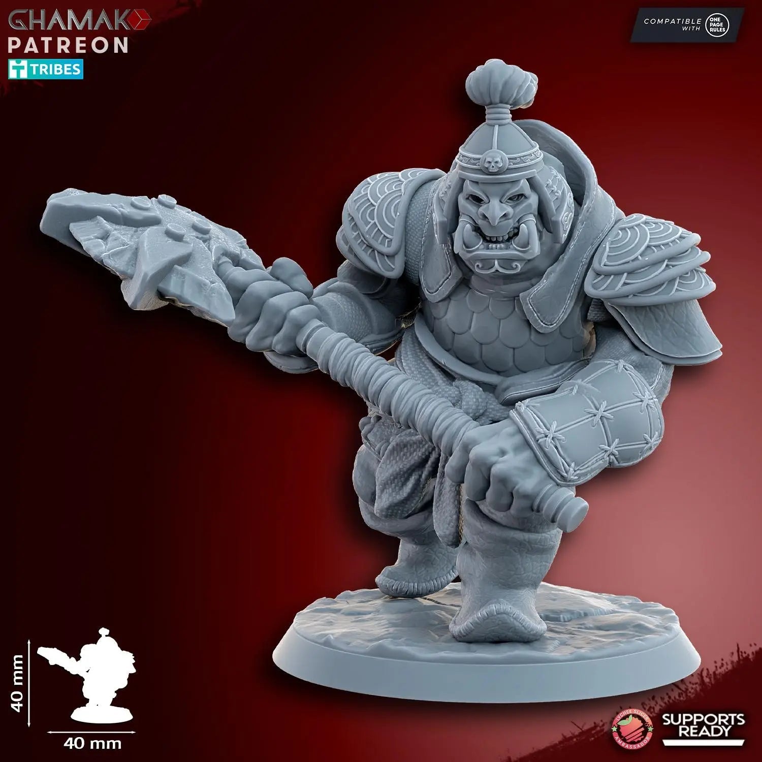 Grey Waste Orc by Ghamak Fantasy 28/32mm Scale Miniature, 40mm tall, 10 Units